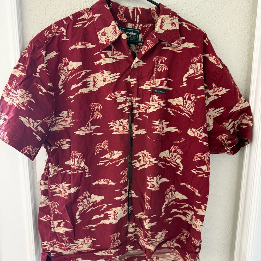 Abercrombie & Fitch Red and Cream Floral Shirt